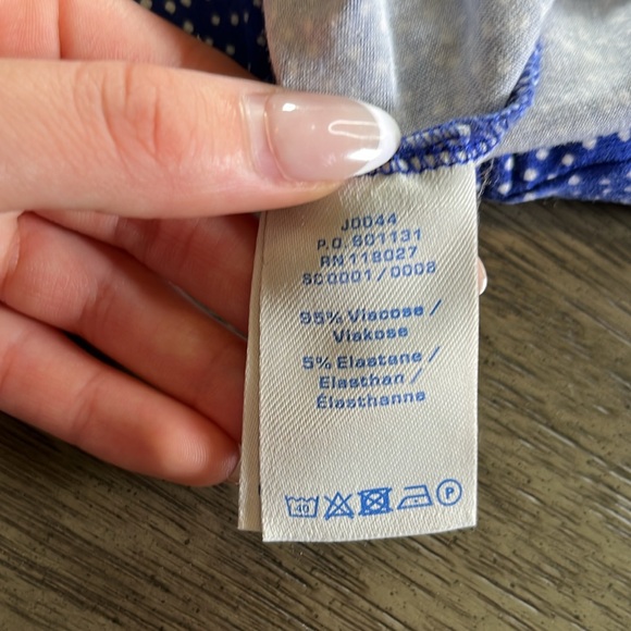 Boden Blue White dot 3/4 Sleeve scoop neck Stretch Dress 8L teacher work casual - Picture 12 of 14